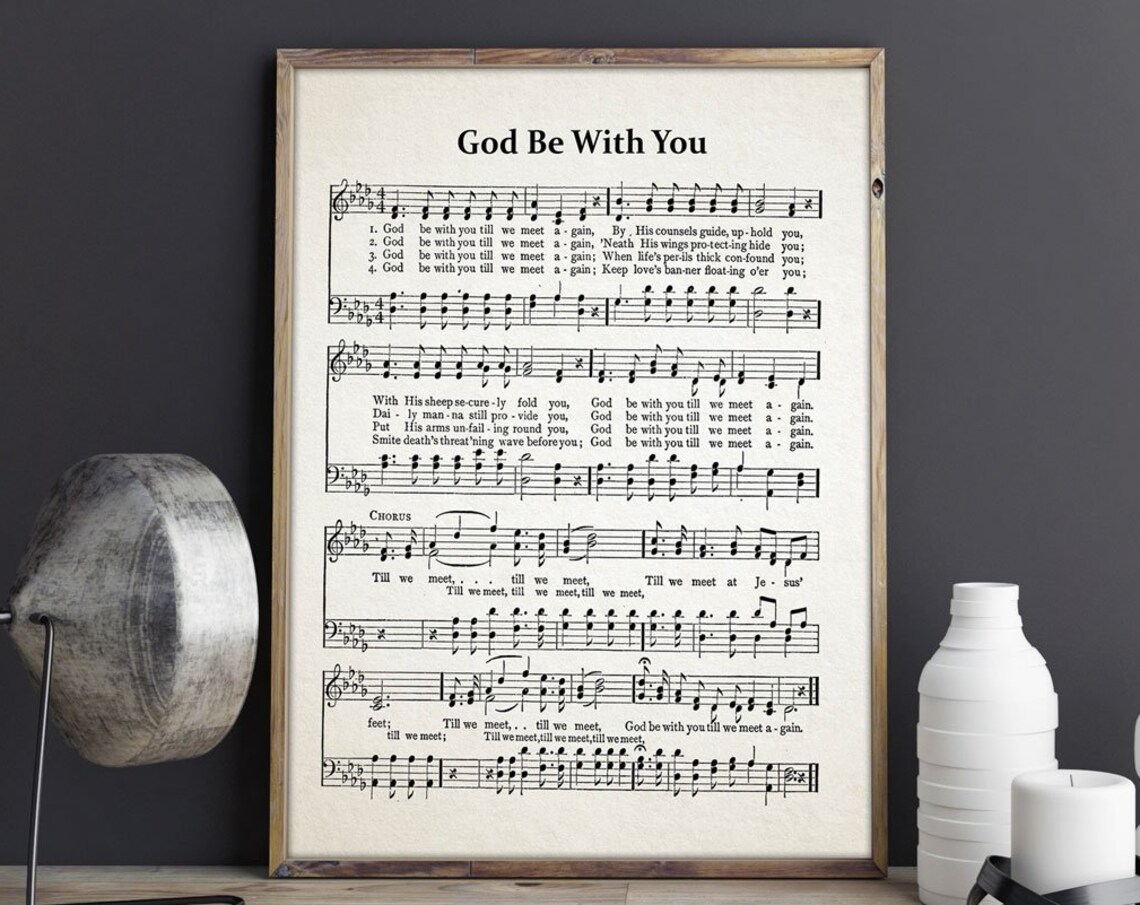 God Be With You Hymn Sheet Music Vintage Church Song Art Poster
