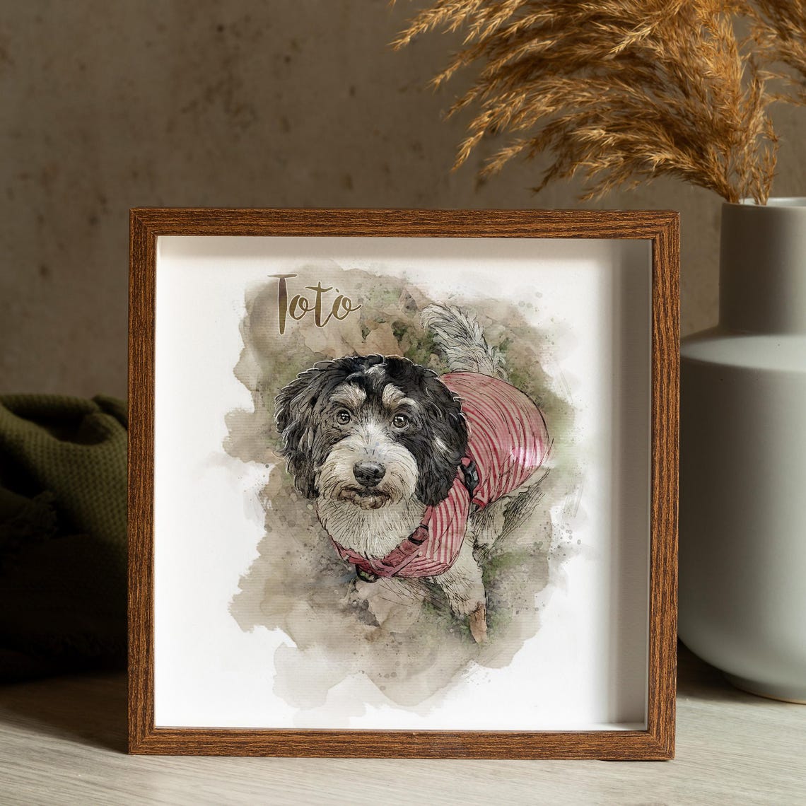 Fidget Dachshund Tennis Ball Watercolor Portrait Playful Dog Art Print - Image 3