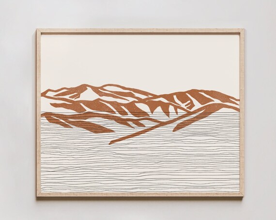 Boho Blue Ridge Mountains Copper Line Art Appalachian Poster