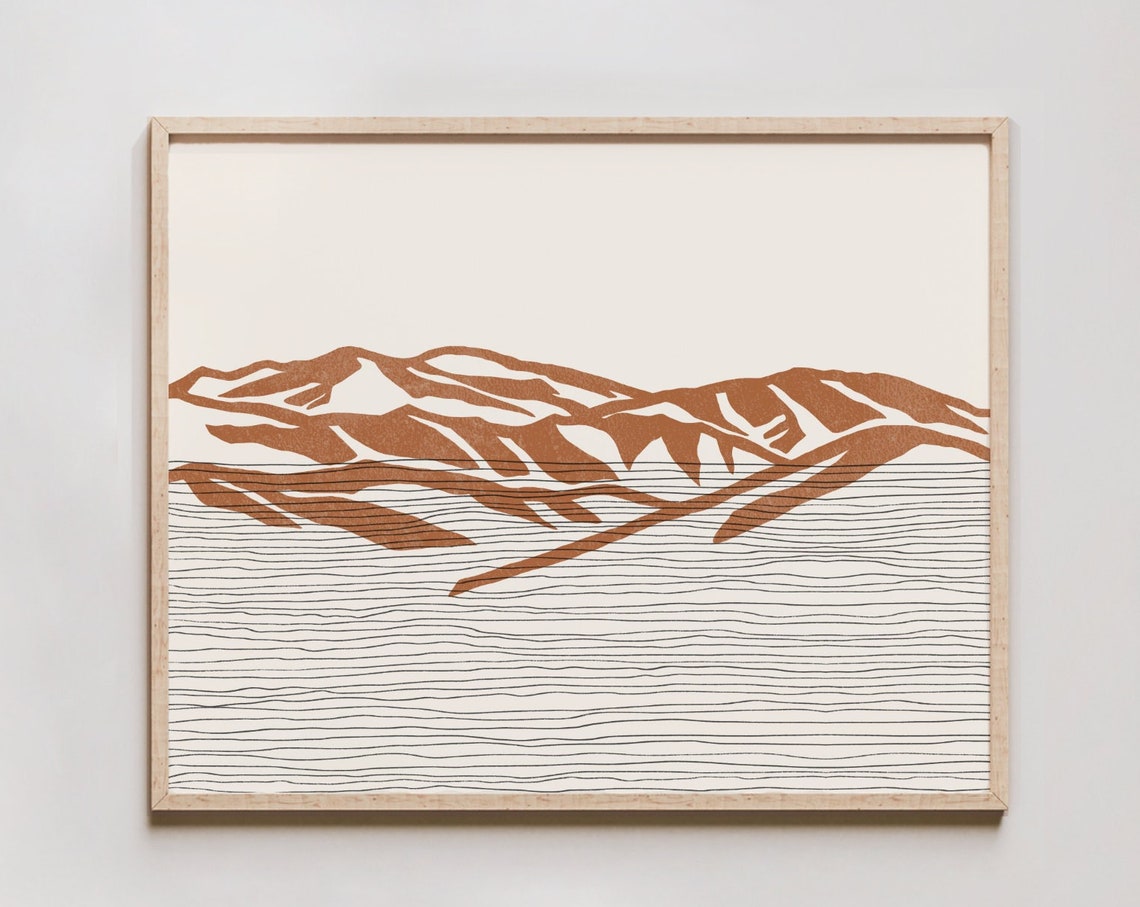 Boho Blue Ridge Mountains Copper Line Art Appalachian Poster