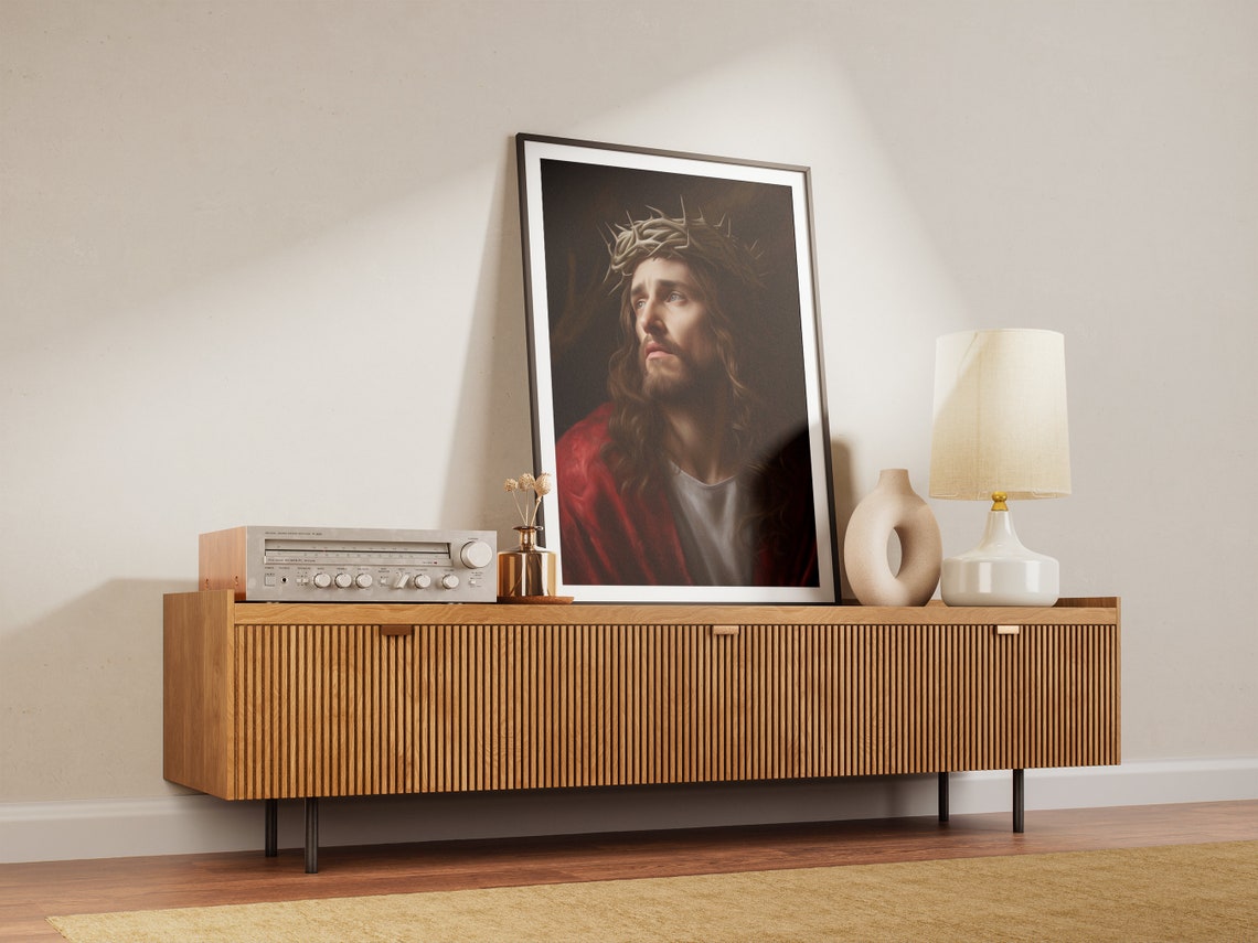 Jesus Wearing The Crown Of Thorns Painting Christian Wall Art Crucifixion Of Jesus Christian Gift Bible Art Jesus - Image 2