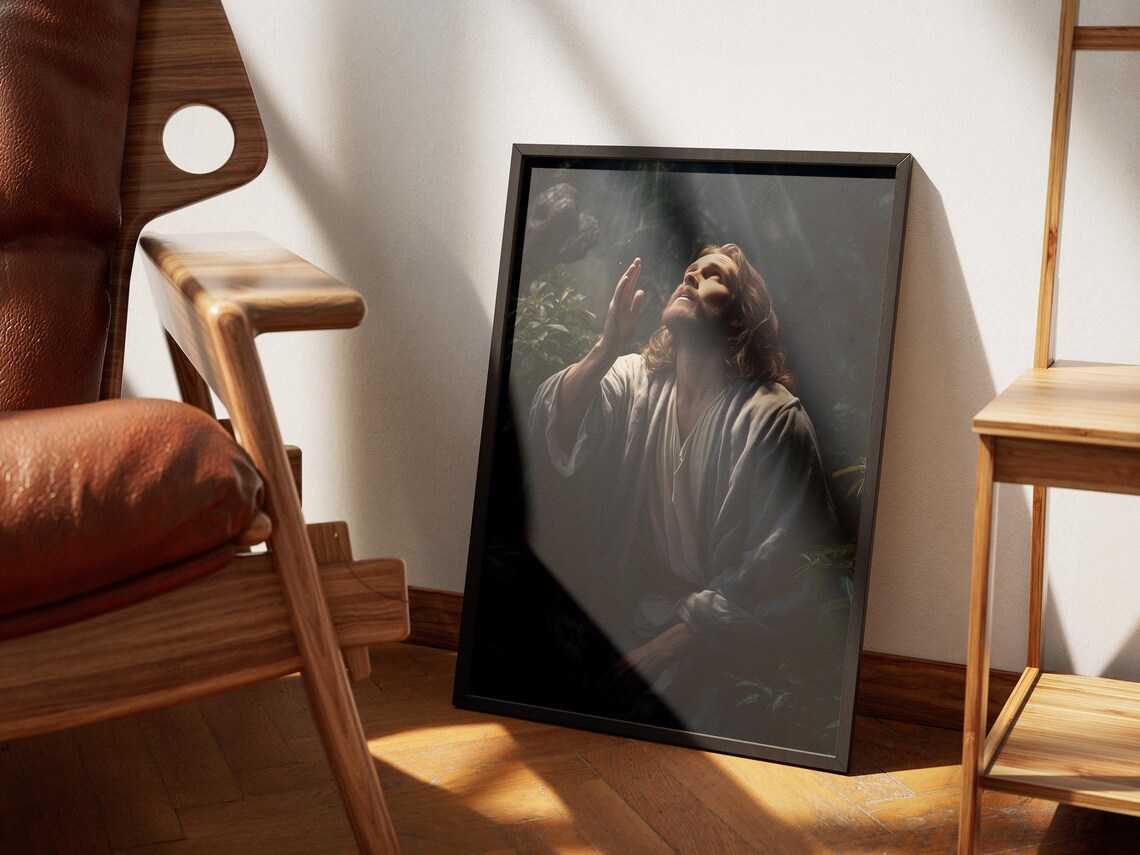Jesus Praying in Gethsemane Garden Art Print - Image 4