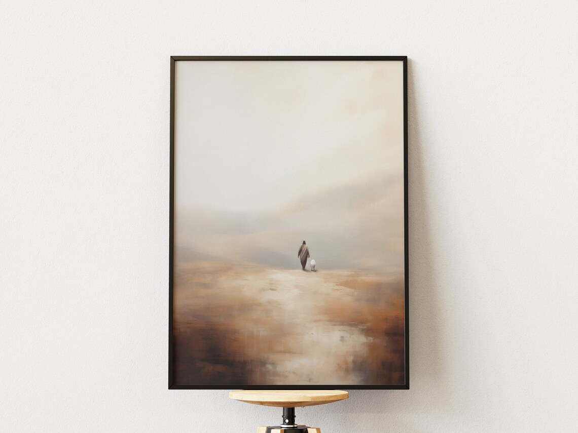 Jesus And The Lamb Religious Wall Art Print - Image 2
