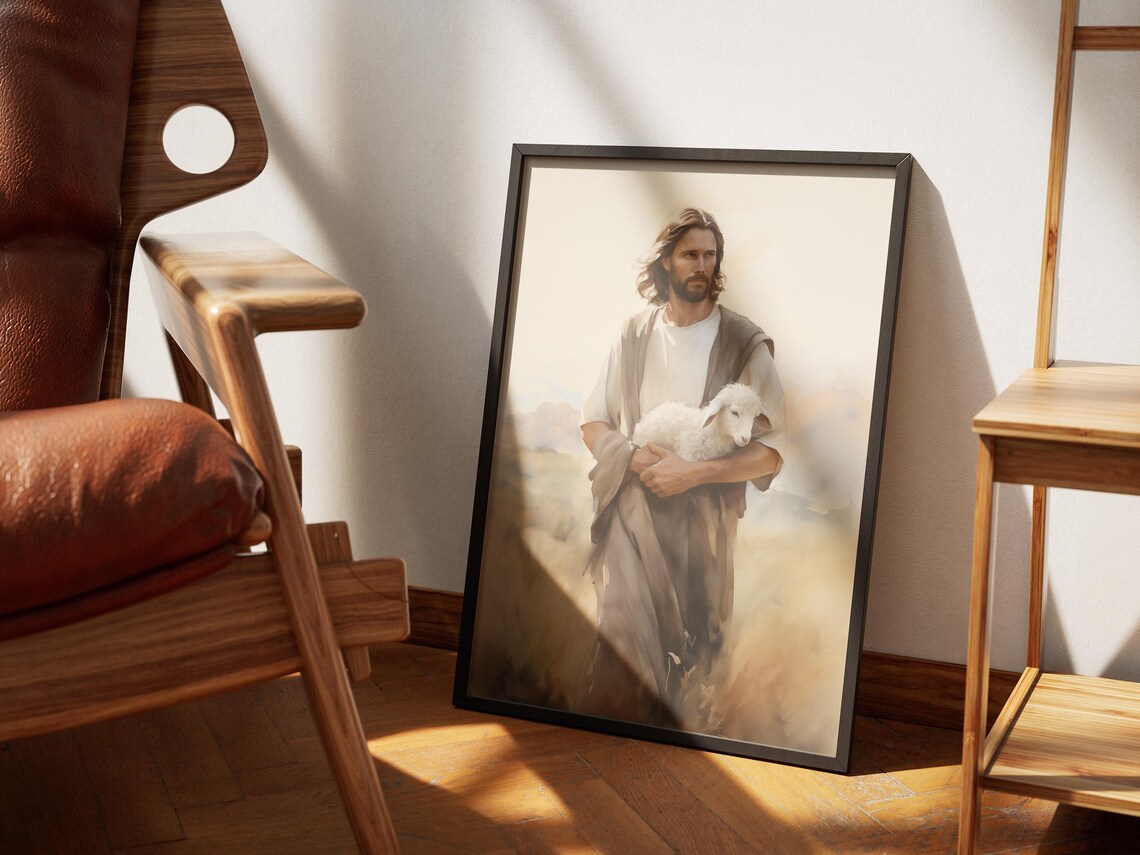 Jesus With Lamb, The Good Shepherd Art Print - Image 2
