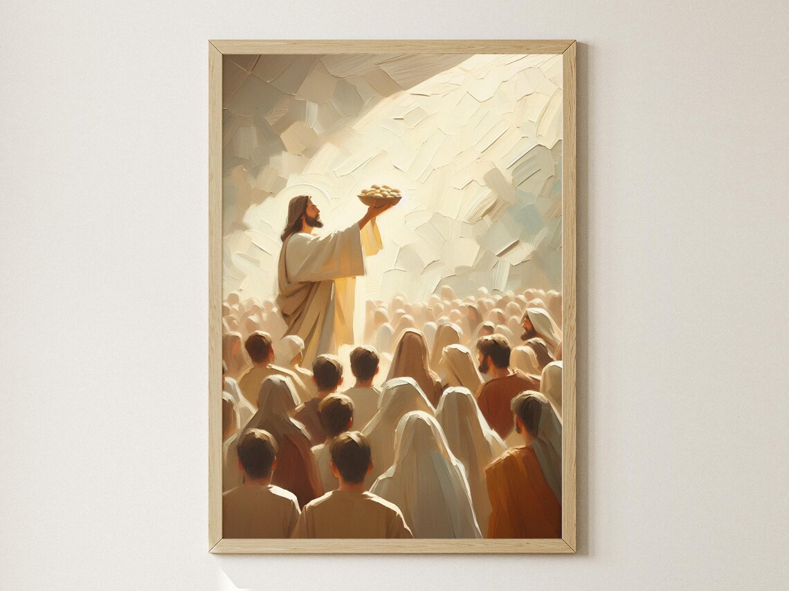 Jesus Feeds the 5,000, Christian Faith Art Print