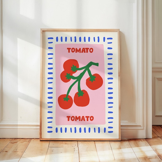 Tomato Print Retro Kitchen Art Print, Mediterranean Italian