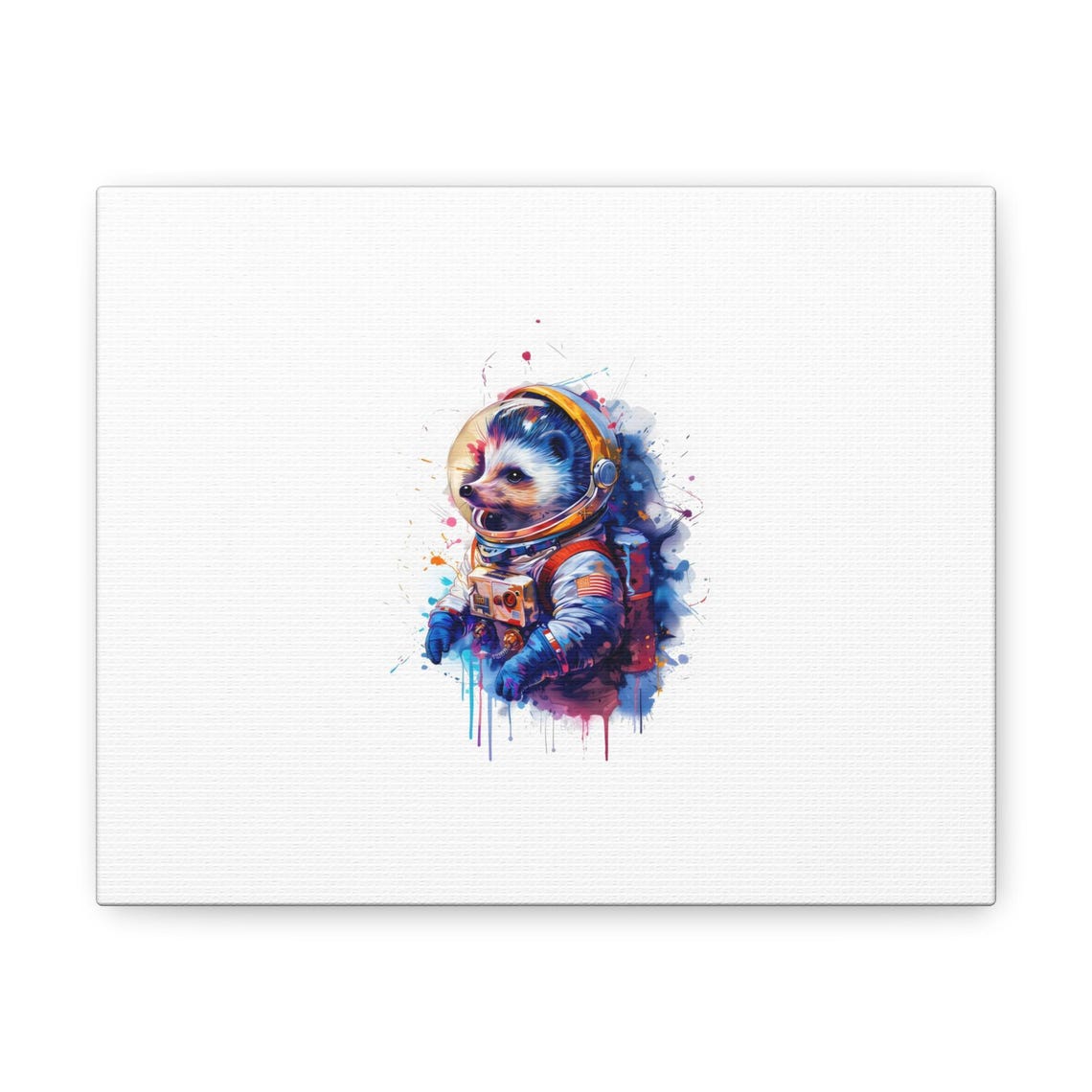 Cute Hedgehog Astronaut Watercolor Paint Splash Cosmic Poster - Image 3