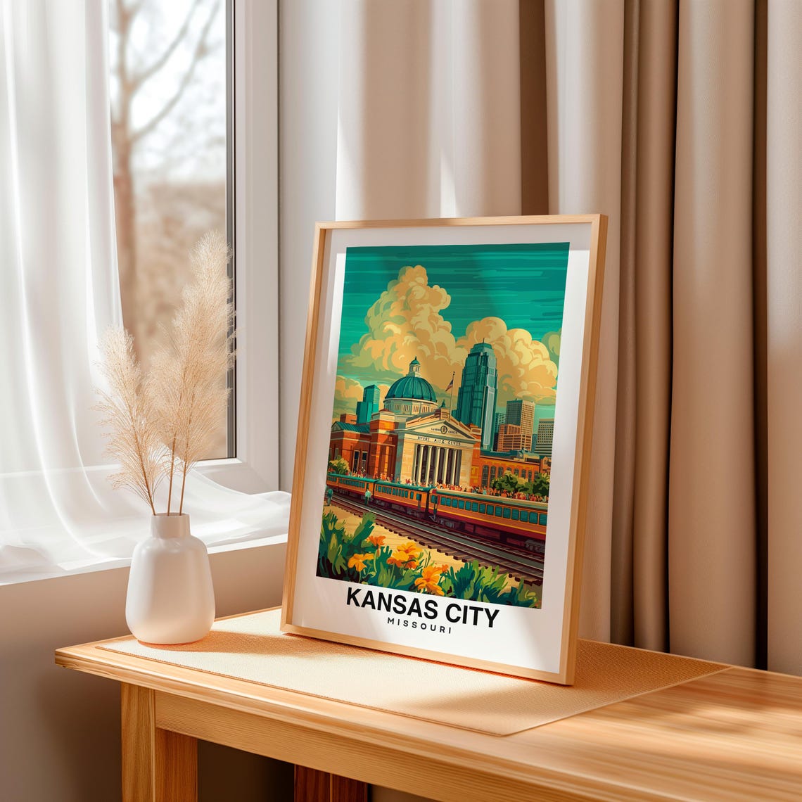 Kansas City Print Usa Poster Travel Wall Art Cityscape Print Urban Decor Scenic Art Landmark Print Travel Poster Usa Culture - Image 3