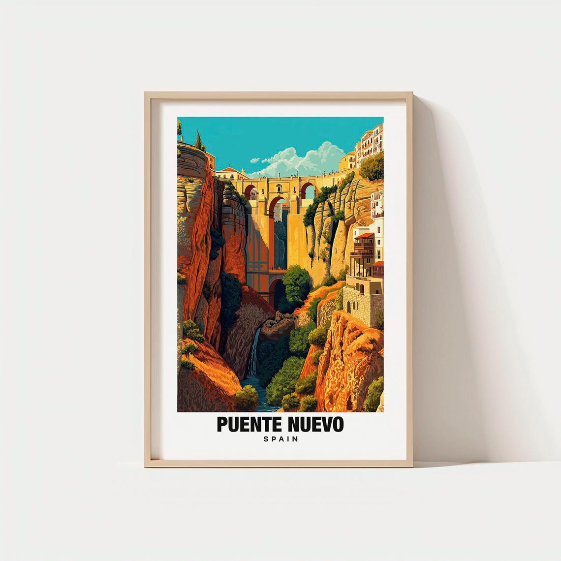 Puente Nuevo Ronda Spain Dramatic Gorge Stone Bridge Scenic Poster