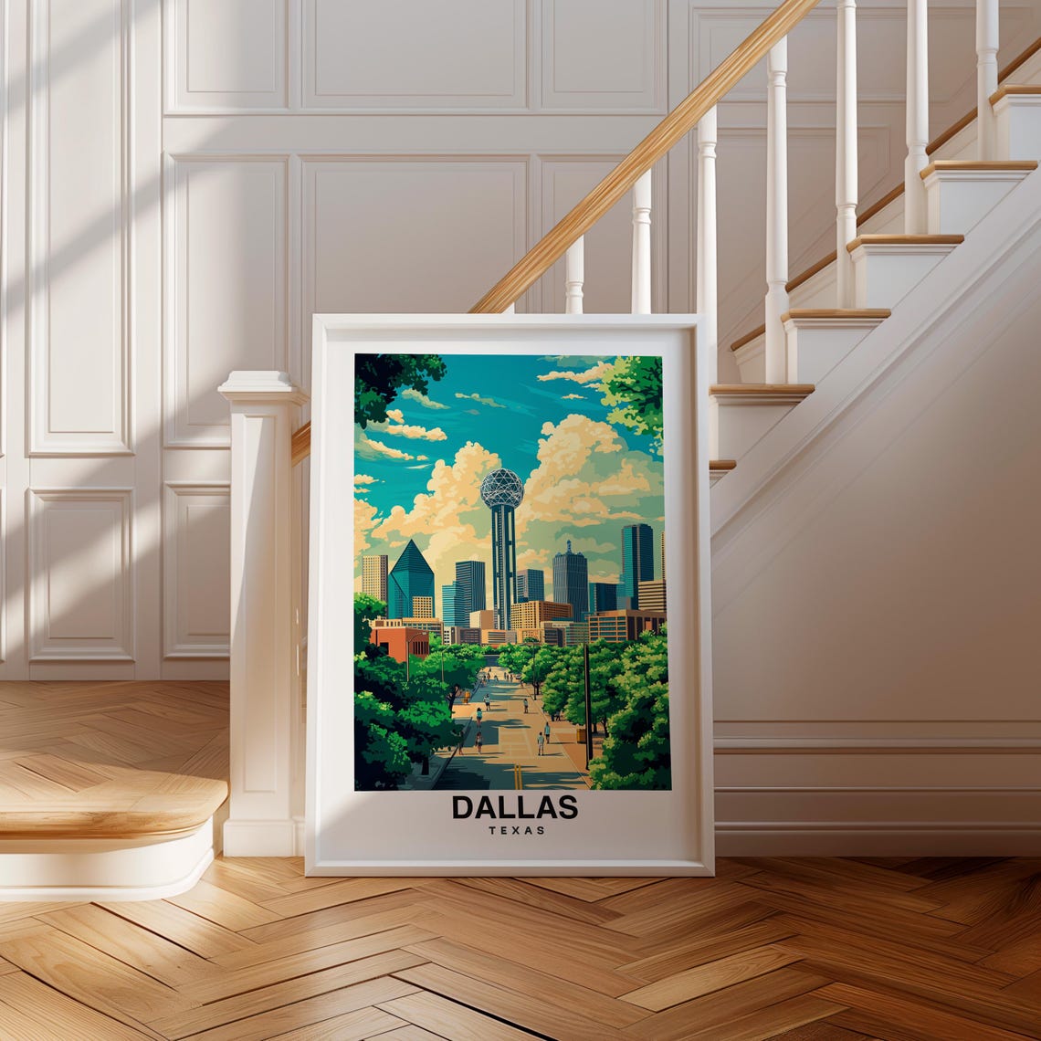Dallas Print Texas Poster Travel Wall Art Cityscape Print Usa Poster Urban Art Scenic Decor Landmark Print Travel Poster