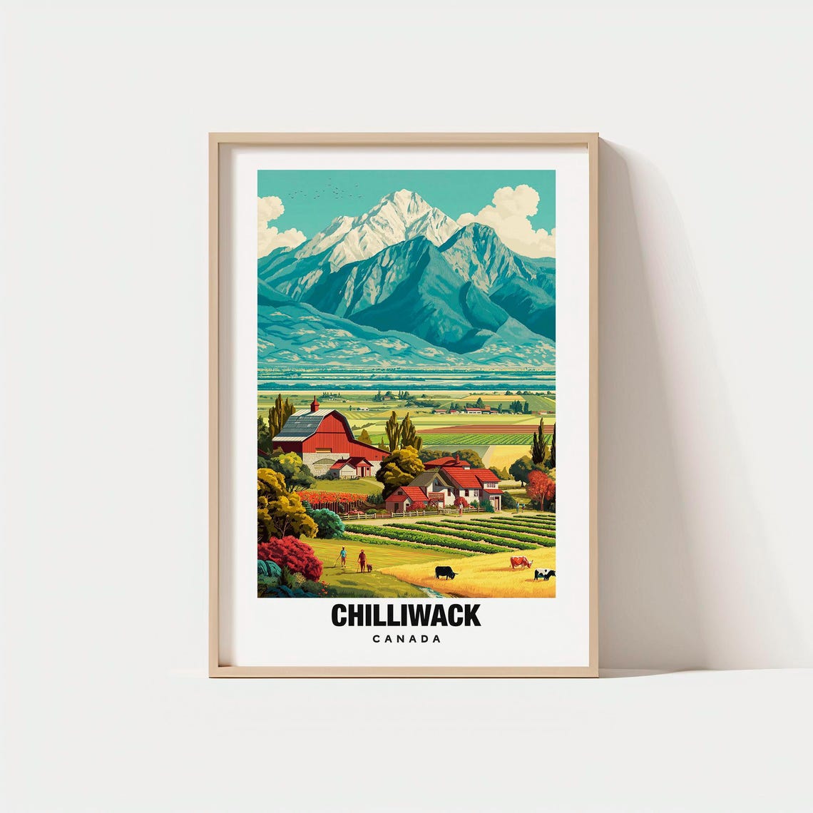 Chilliwack Canada Rural Farm Valley Mountain Red Barn Poster