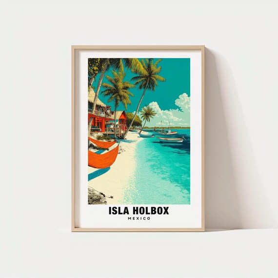 Isla Holbox Print Mexico Poster Views Art Charm Beauty Historic Scenic Cultural Heritage