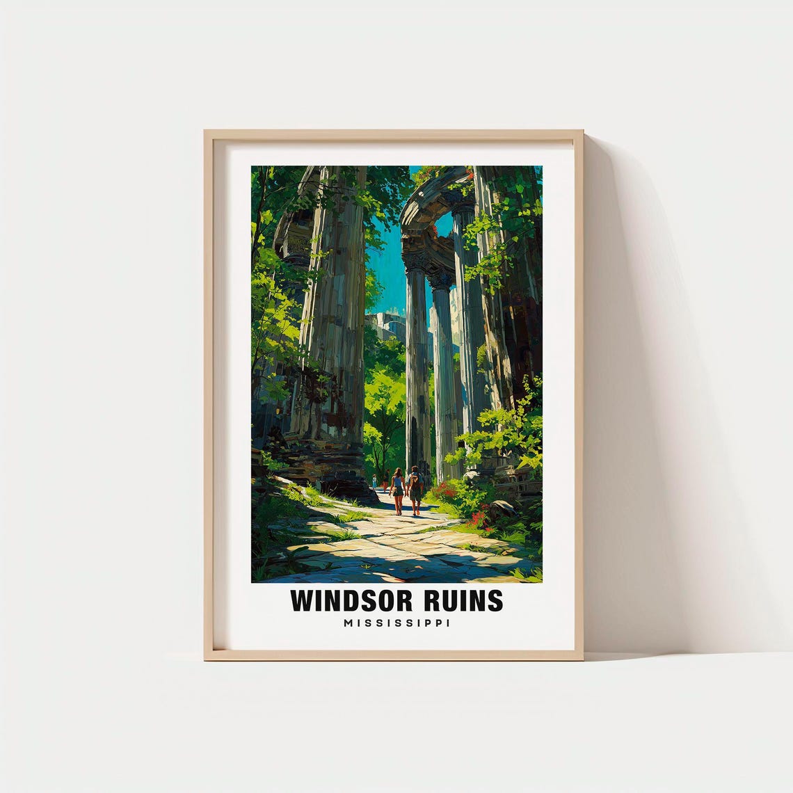 Windsor Ruins Mississippi Historic Columns Forest Walk Scenic Poster