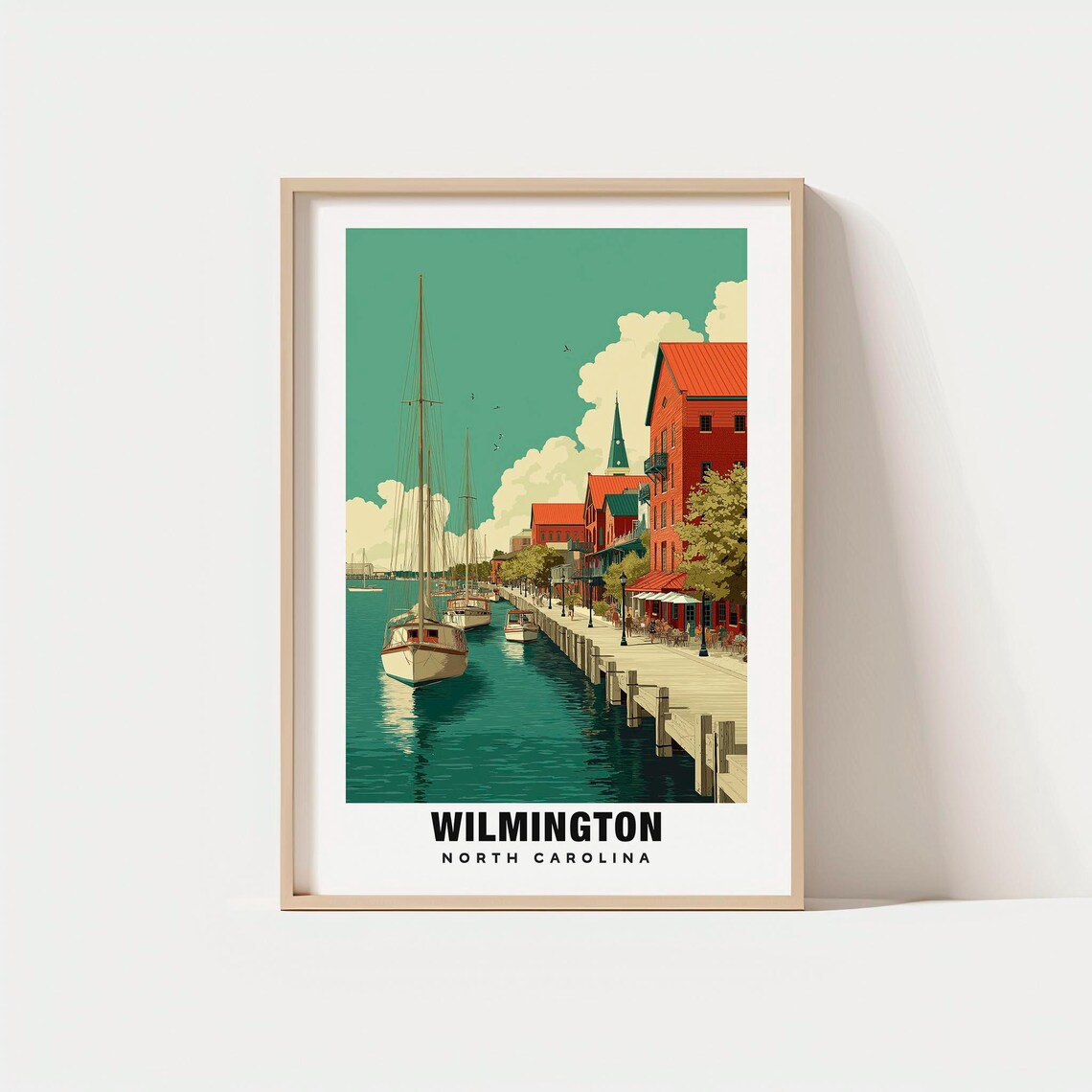 Wilmington North Carolina Waterfront Sailboats Historic Town Poster