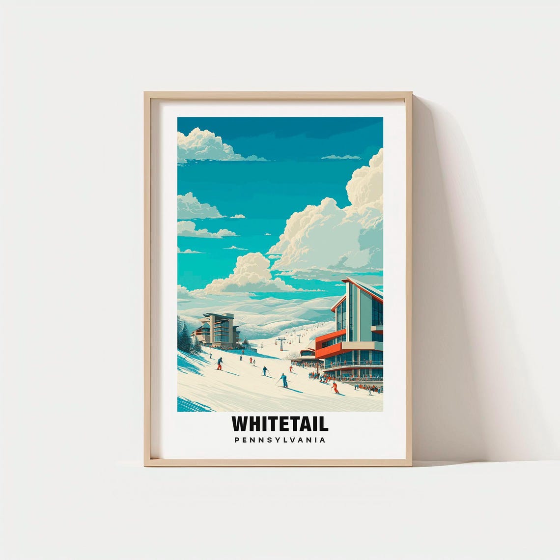 Whitetail Pennsylvania Ski Resort Modern Lodges Vintage Travel Poster