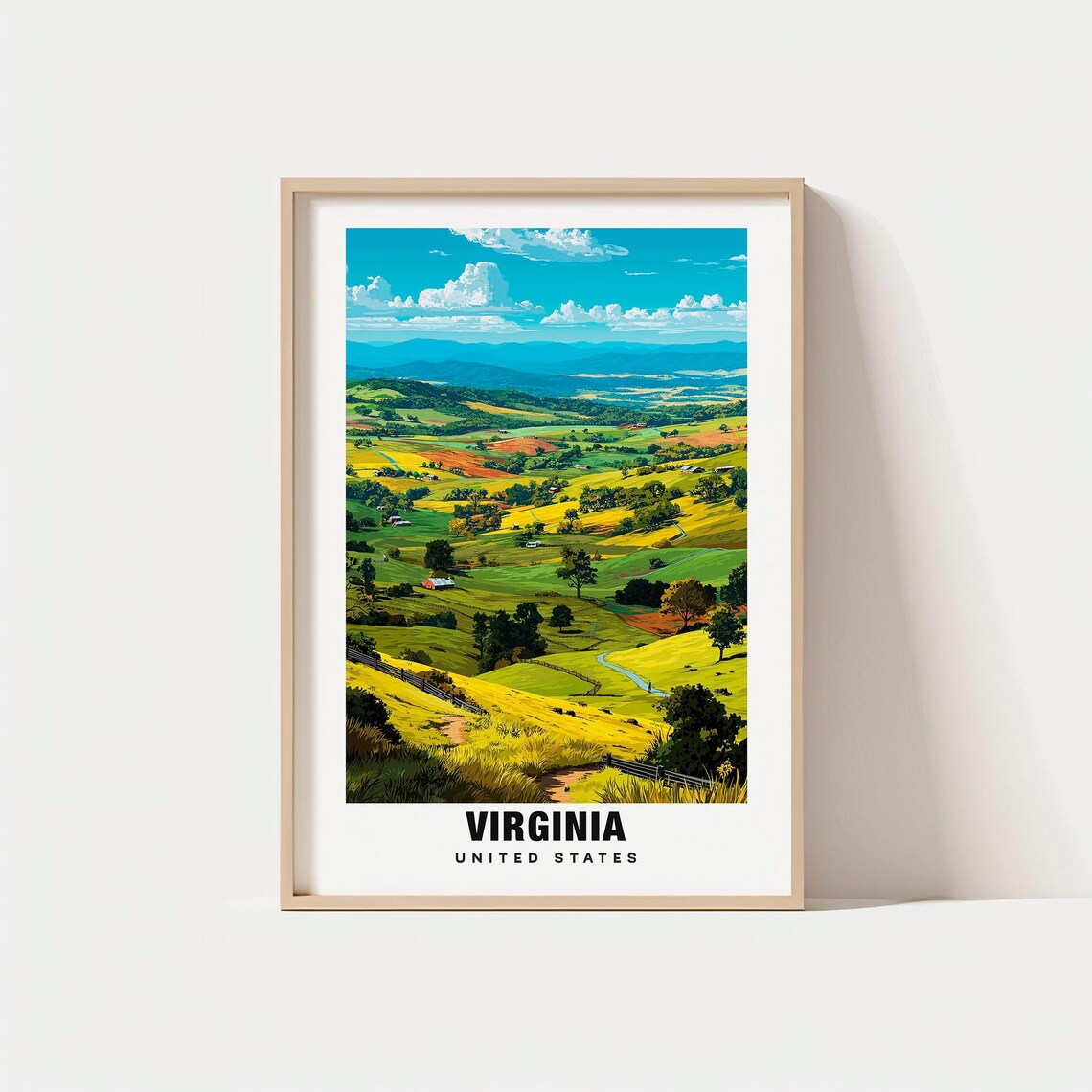 Virginia United States Rolling Green Hills Countryside Poster