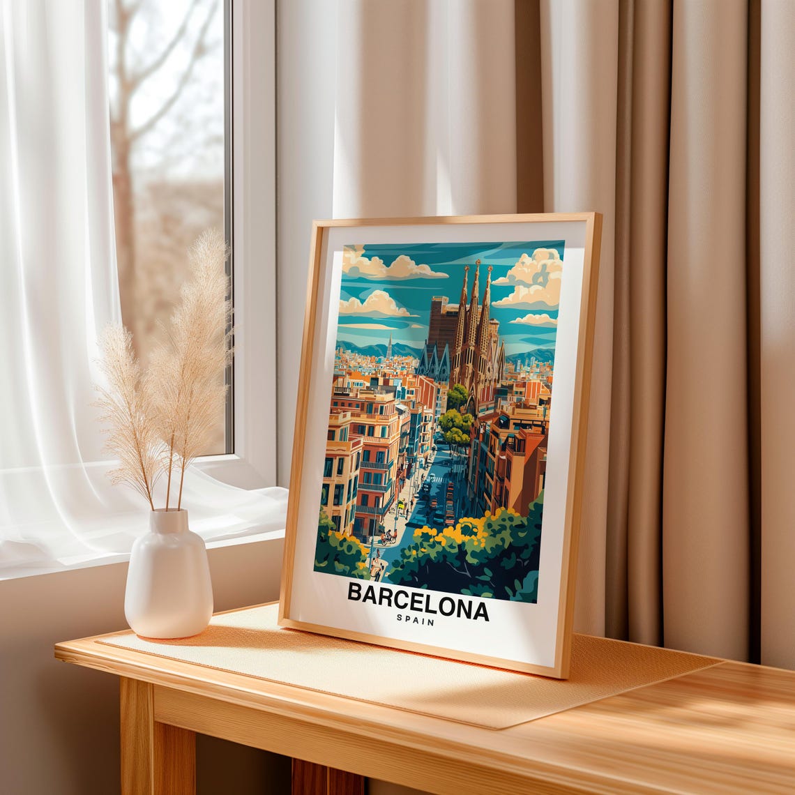 Barcelona Print Spain Poster Travel Wall Art Cityscape Print Europe Poster Urban Art Scenic Decor Architectural Print Travel Poster - Image 3