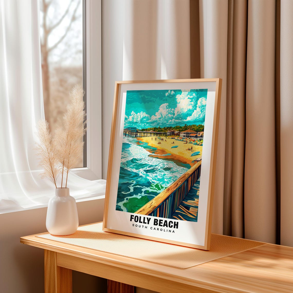Folly Beach Print South Carolina Poster Folly Beach Views Folly Beach Landmarks Folly Beach City South Carolina Charm Folly Beach - Image 3