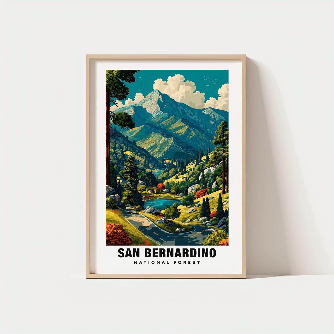 San Bernardino National Forest Mountain Lake Alpine Travel Poster