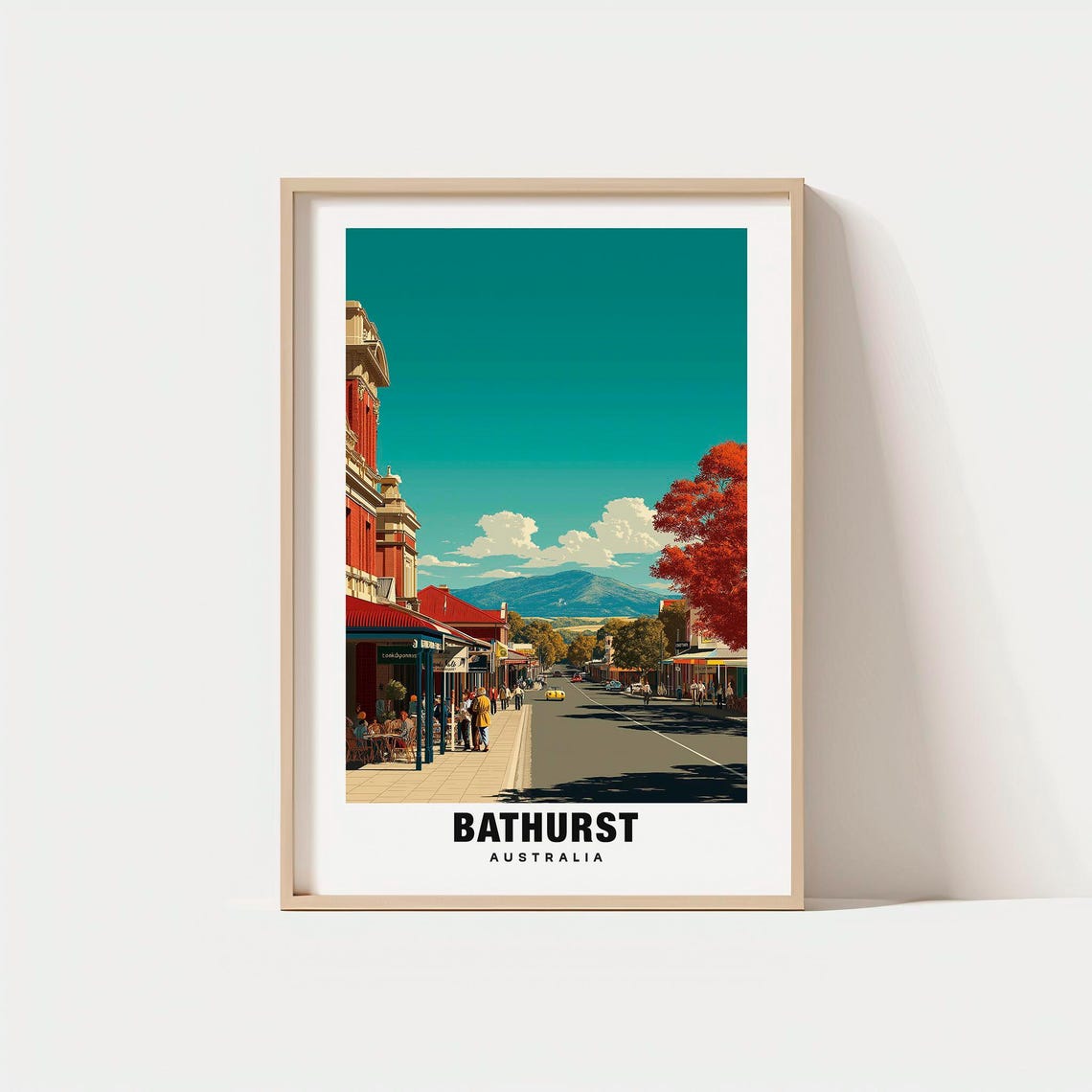 Bathurst Australia Main Street Historic Shops Small Town Travel Poster