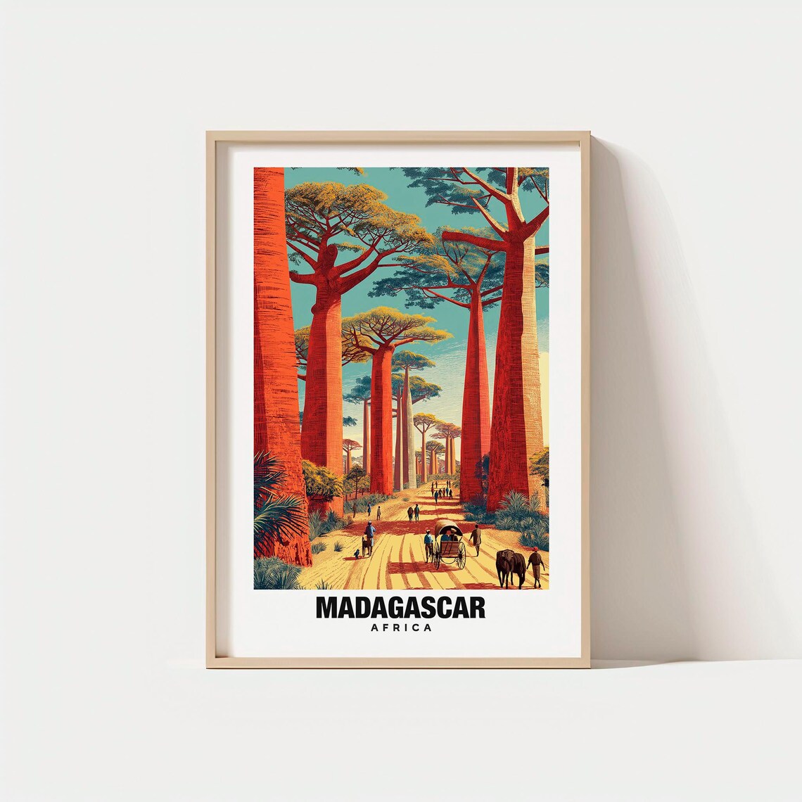 Madagascar Africa Avenue of the Baobabs Vintage Travel Poster