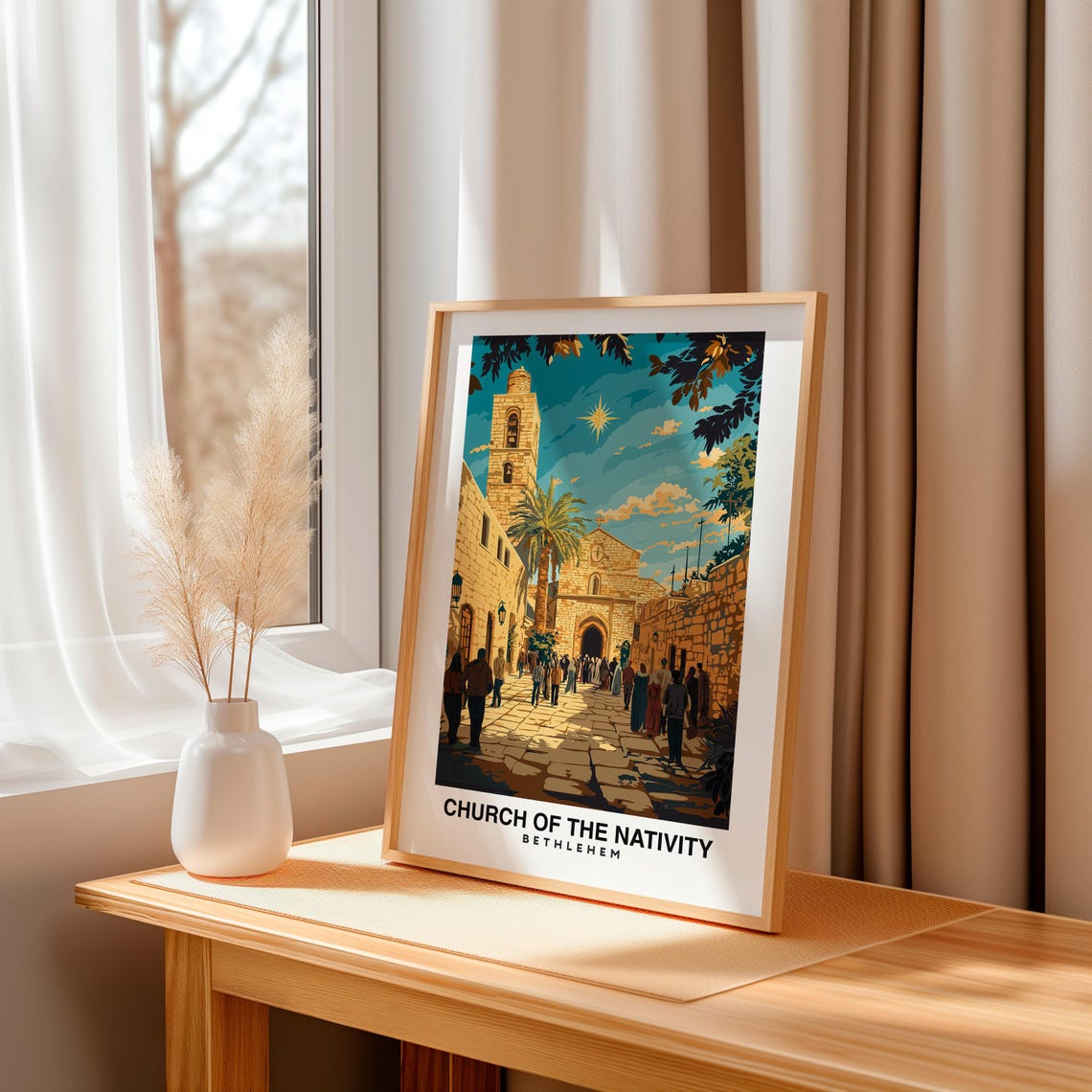 Church Of The Nativity Travel Print Wall Art Bethlehem Israel City Print Church Of The Nativity Travel Gift Wall Art - Image 3