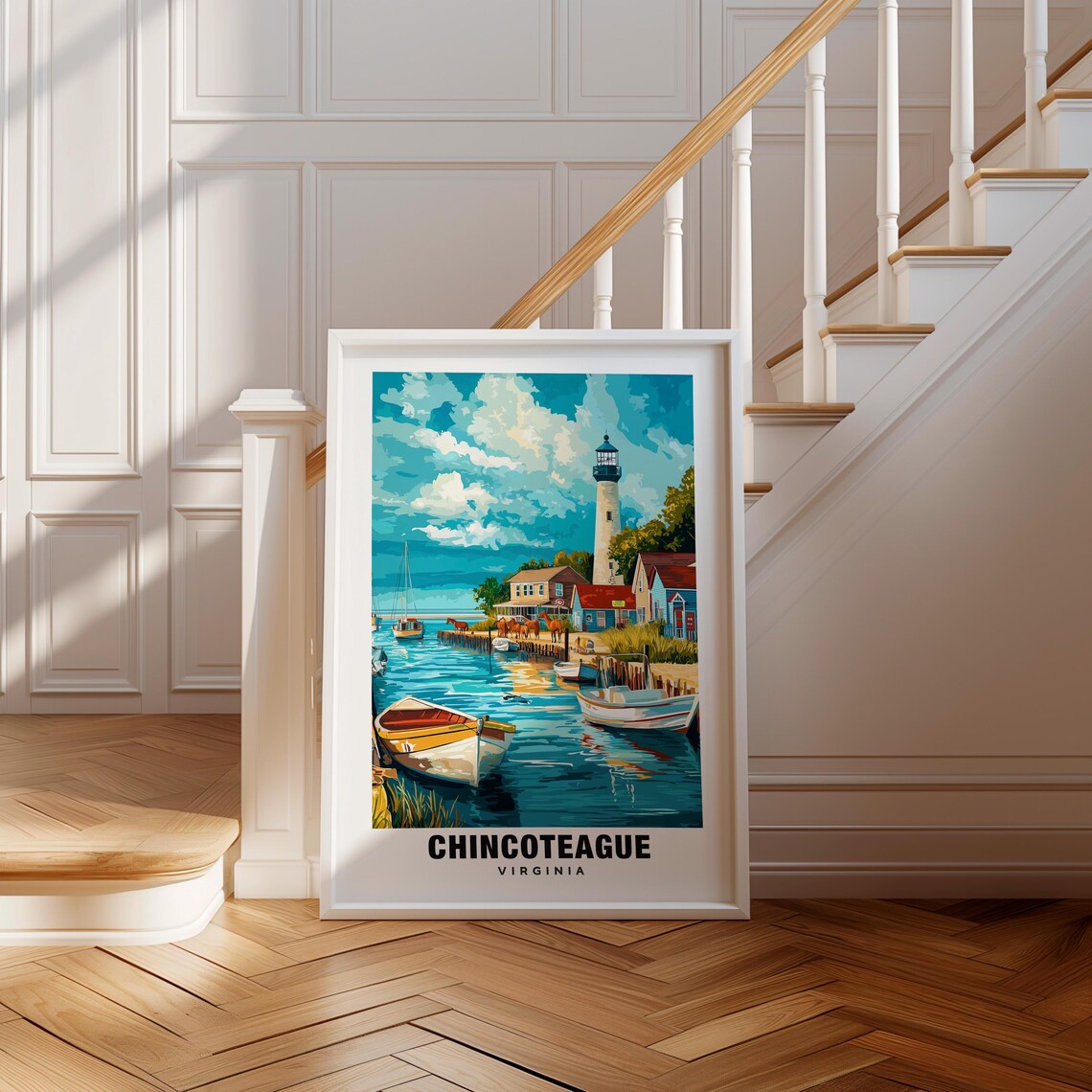 Chincoteague Print Virginia Poster Chincoteague Views Chincoteague Landmarks Chincoteague City Virginia Charm Chincoteague Beauty