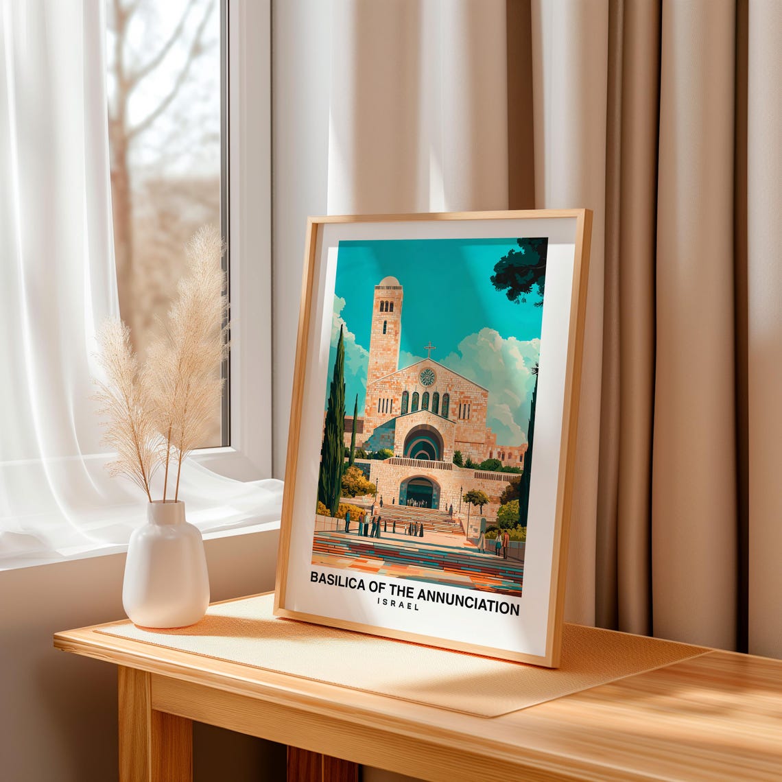Basilica Of The Annunciation Travel Print Wall Art Nazareth Israel City Print Basilica Of The Annunciation Travel Gift - Image 3