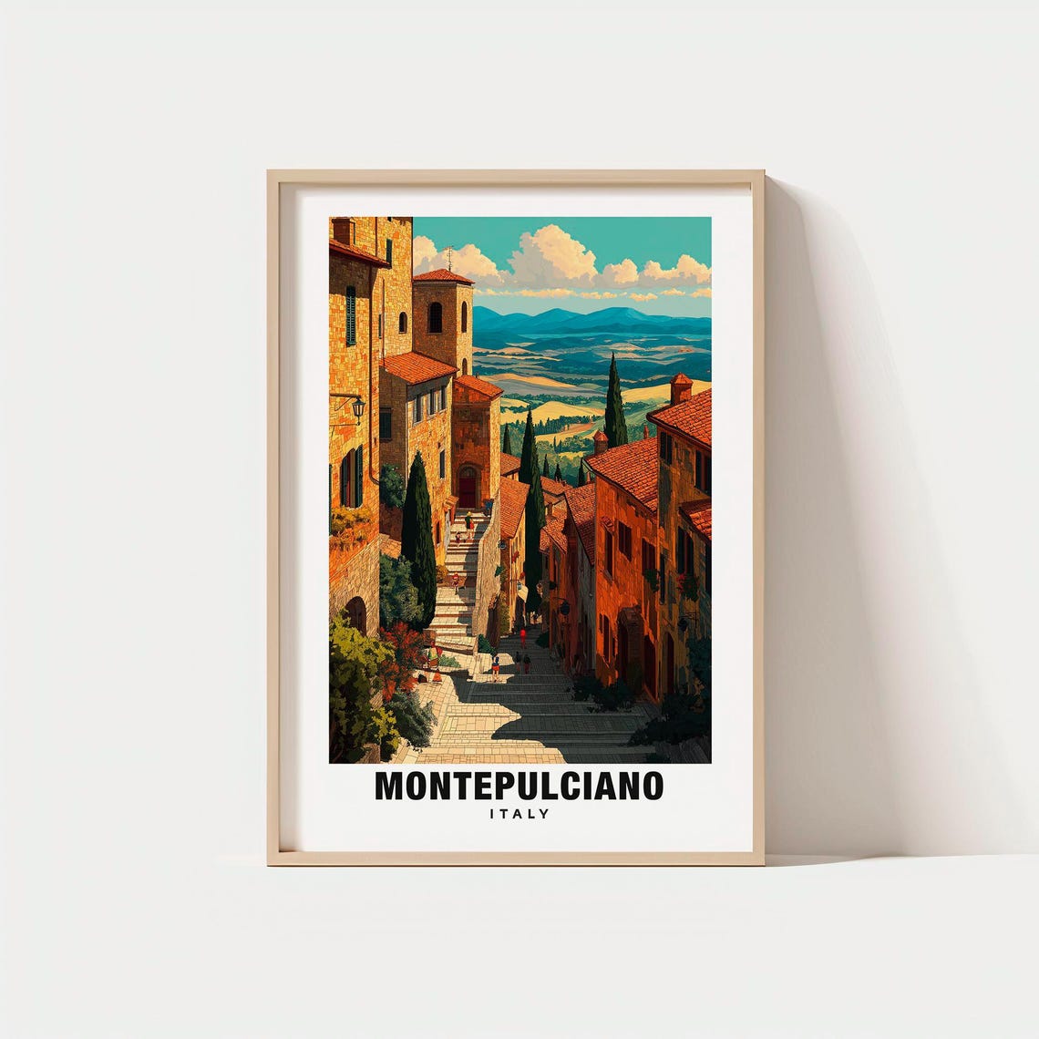 Montepulciano Italy Tuscan Hill Town Stone Staircase View Poster
