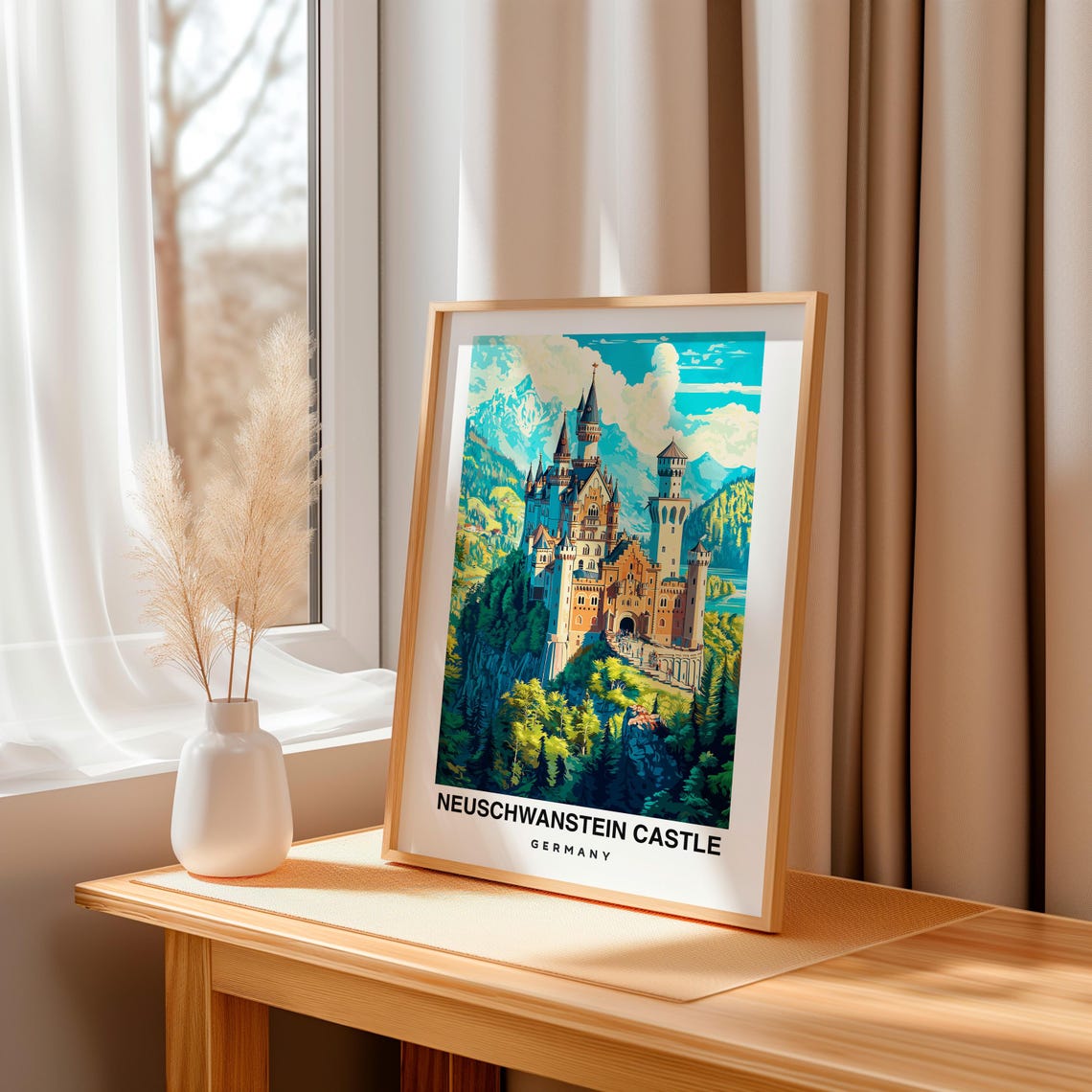 Neuschwanstein Castle Travel Print Germany Landmark City Poster Birthday Present Germany Historical Site - Image 3