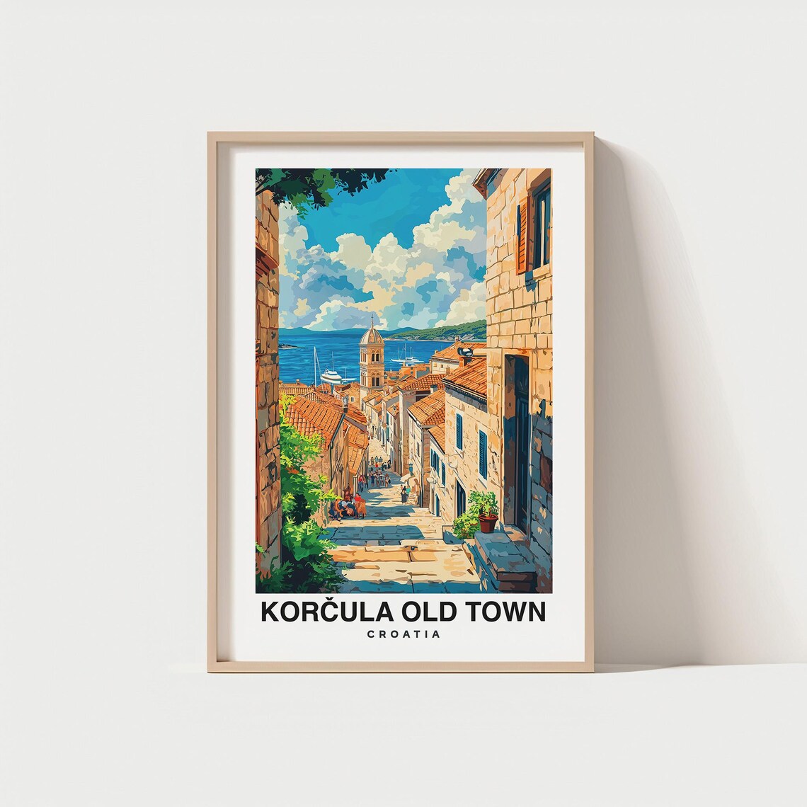 Korula Old Town Travel Print Wall Art Korula Croatia City Print Korula Old Town Travel Gift Korula Old Town Poster Travel Gift
