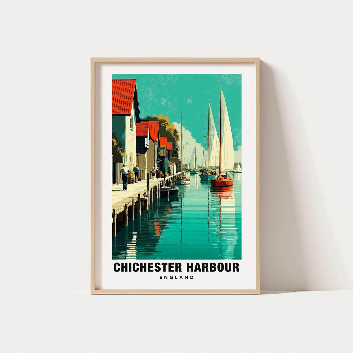 Chichester Harbour England Sailing Boats Quay Houses Travel Poster