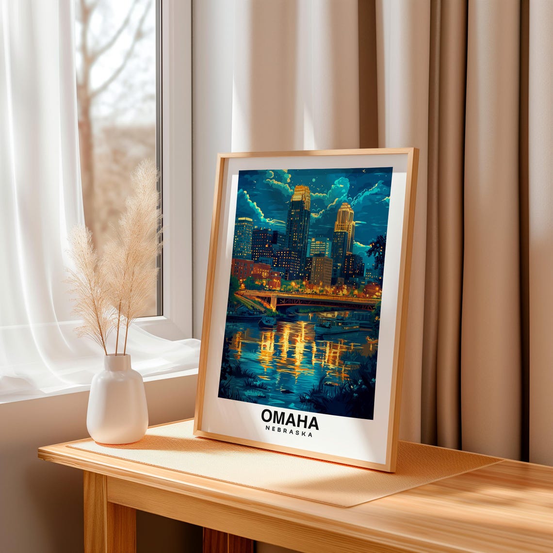 Omaha Print Nebraska Poster Travel Wall Art Cityscape Print Usa Poster Urban Art Scenic Decor Landmark Print Travel Poster - Image 3