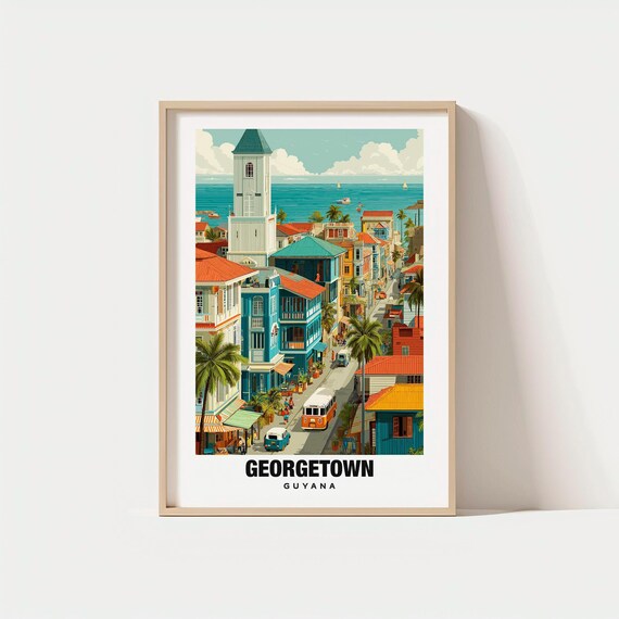 Georgetown Print Guyana Poster Views Art Caribbean Charm Beauty Historic District Scenic Landscape
