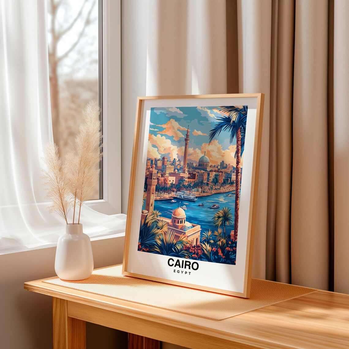 Cairo Print Egypt Poster Travel Wall Art Cityscape Print Africa Poster Historic Art River Nile Decor Scenic Print Travel Poster - Image 3