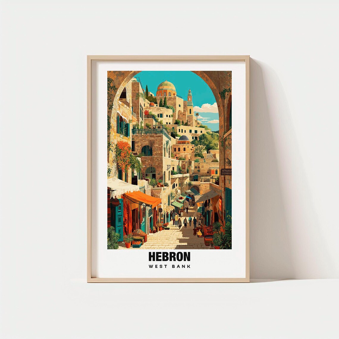 Hebron West Bank Old City Stone Streets Market and Domes Travel Poster