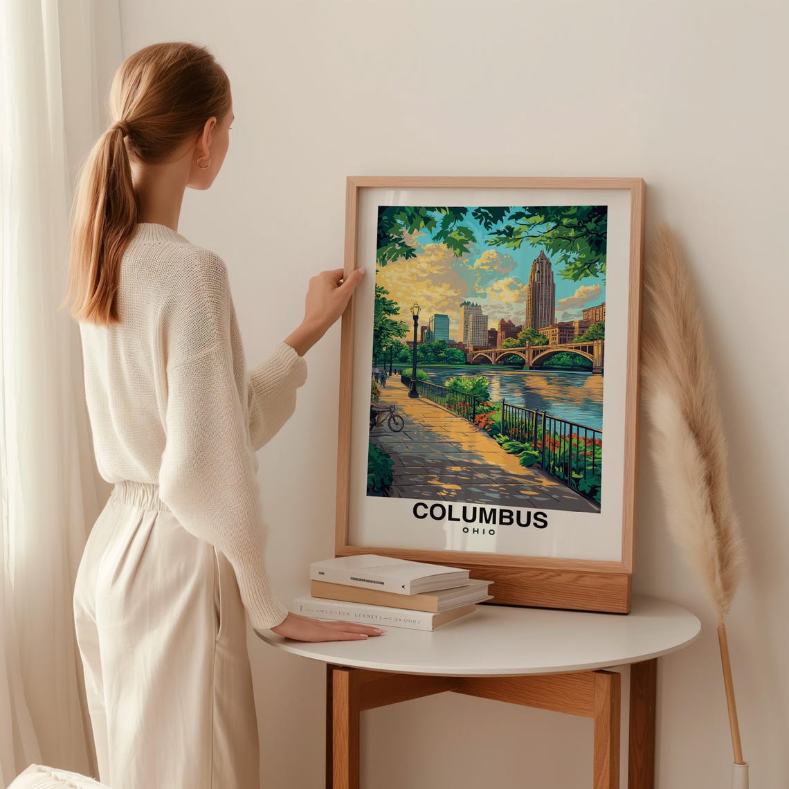Columbus Print Usa Poster Travel Wall Art Scenic View Scioto Mile City Skyline Urban Decor Ohio Landmark Downtown Charm Usa Print - Image 2