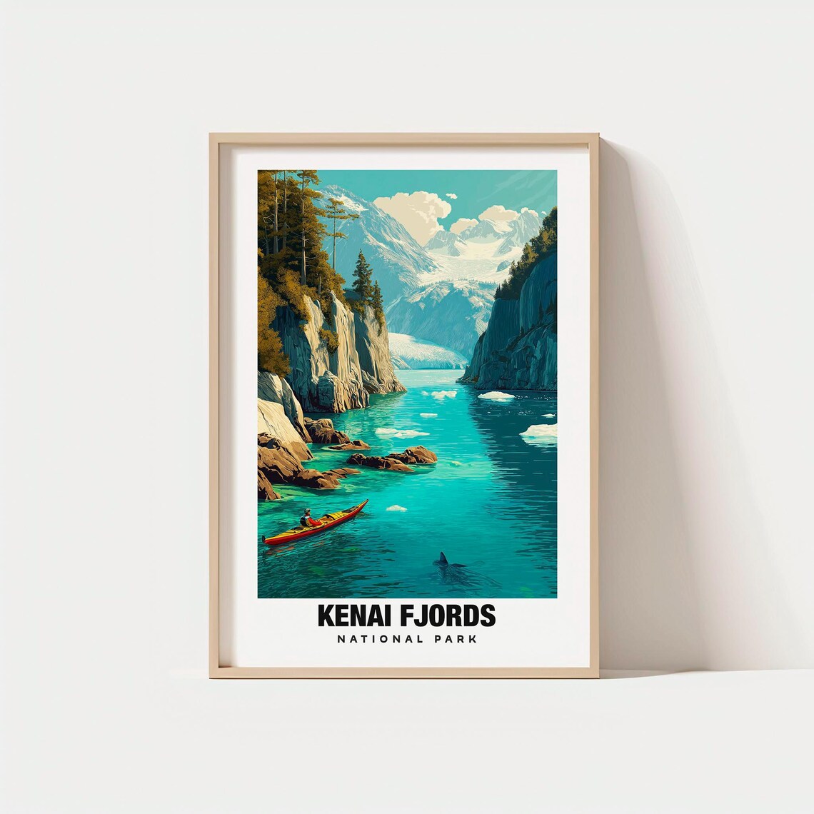 Kenai Fjords National Park Alaska Kayak Glacier Travel Poster