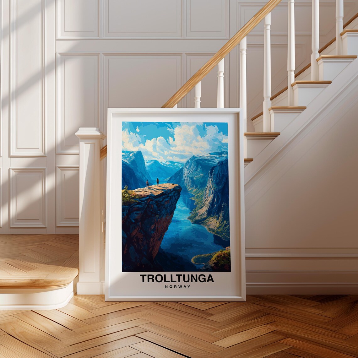 Trolltunga Print Norway Poster Travel Wall Art Mountain Print Scenic Art Nature Decor Fjord View Nordic Landscape Travel Poster