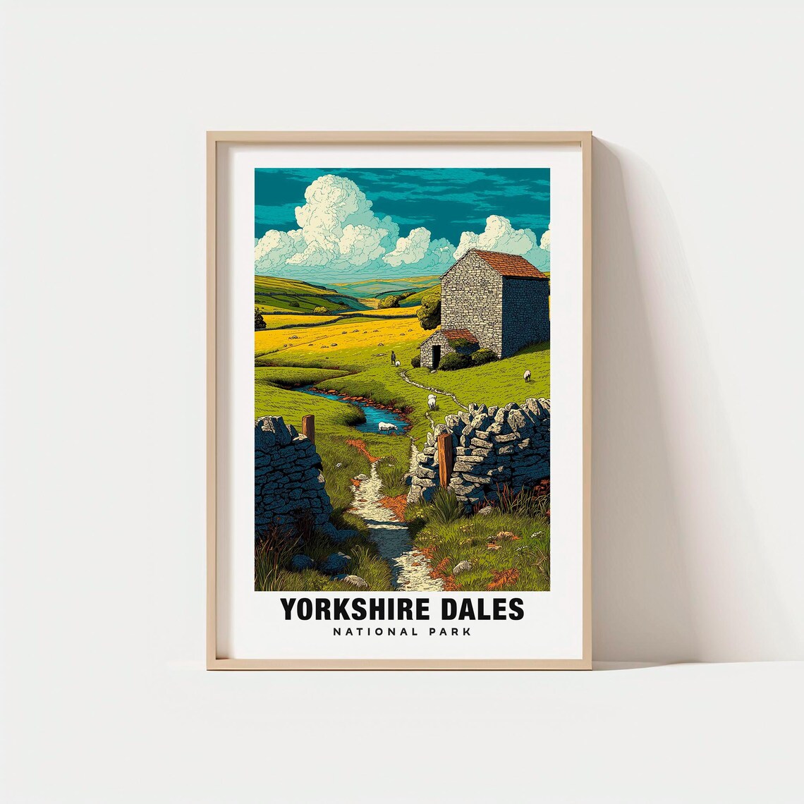 Yorkshire Dales National Park Stone Barn Countryside Art Poster