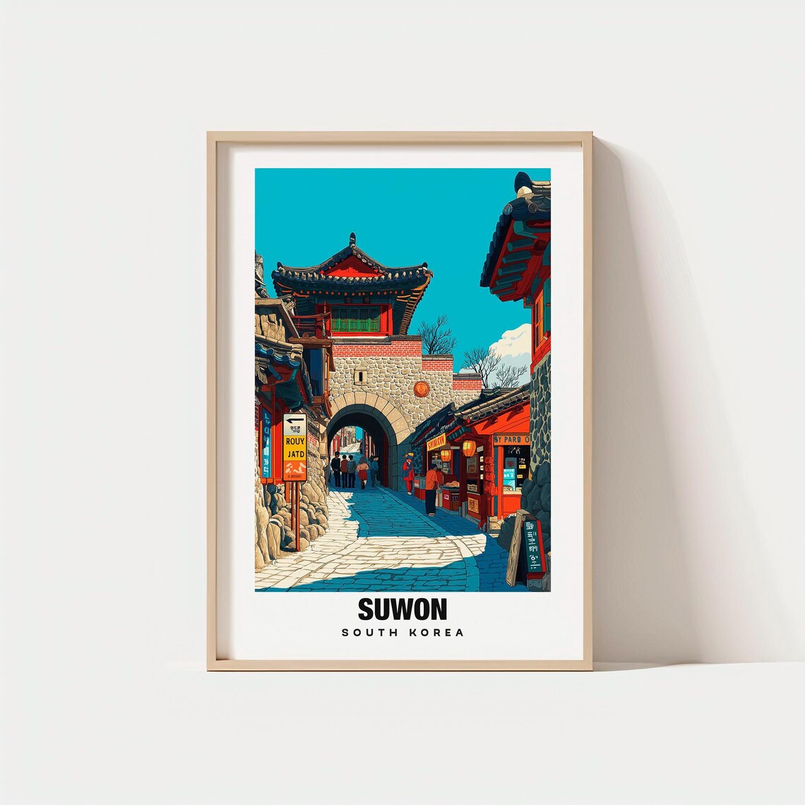 Suwon South Korea Hwaseong Fortress Gate Old Town Street Poster