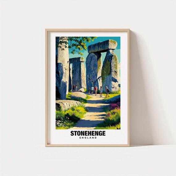 Stonehenge England Ancient Stone Circle Visitors Sunny Day Poster