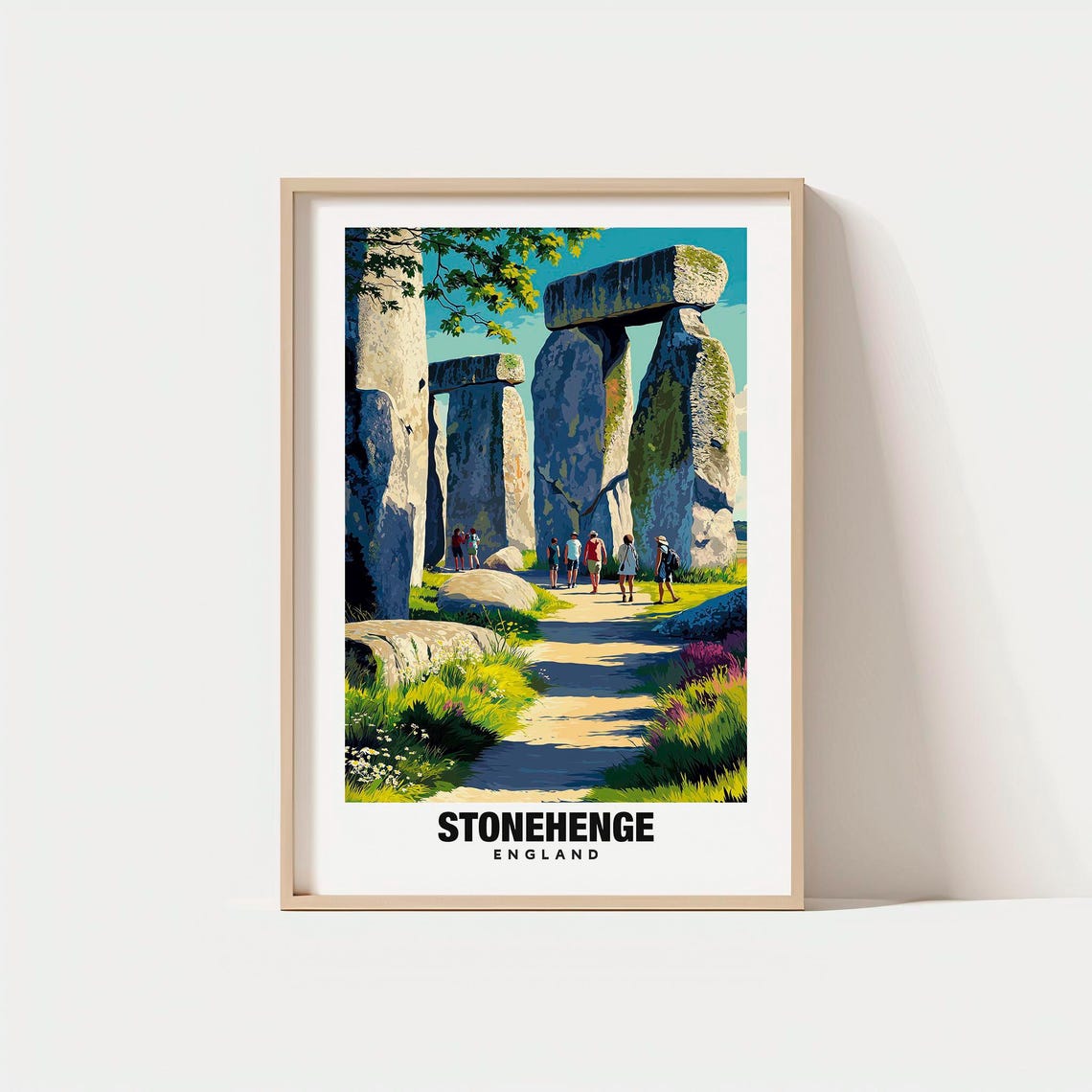 Stonehenge England Ancient Stone Circle Visitors Sunny Day Poster