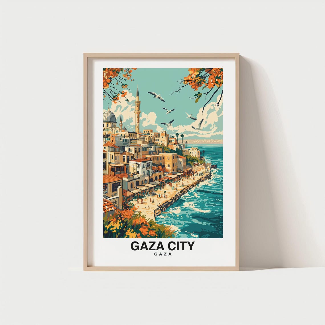 Gaza City Print Gaza Travel Poster Palestine Travel Gift Gaza Palestine Poster Gaza Gift Middle Eastern Culture Art