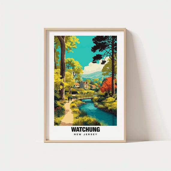 Watchung Print Usa Poster Views Art Town Charm Park Scene Natural Beauty Local Heritage New Jersey Travel