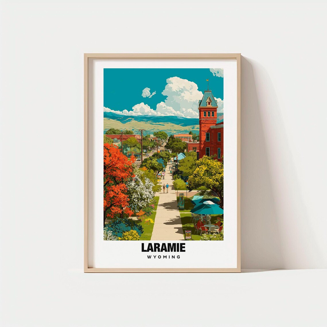Laramie Wyoming College Town Autumn Colors Street Travel Poster