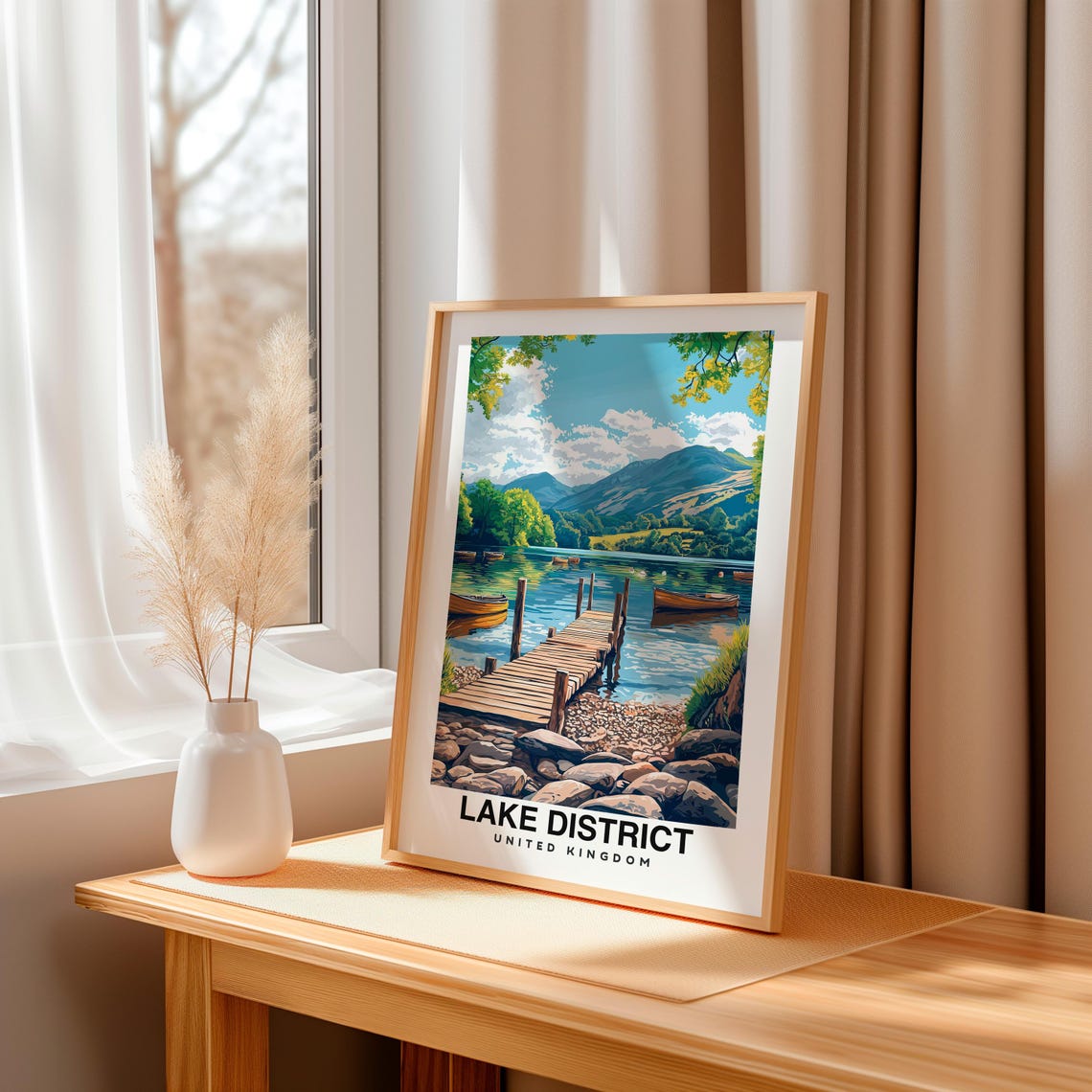 Lake District Print Travel Poster English Art Scenic Lakes Mountain Views Outdoor Adventure Nature Beauty Historic Towns England - Image 3