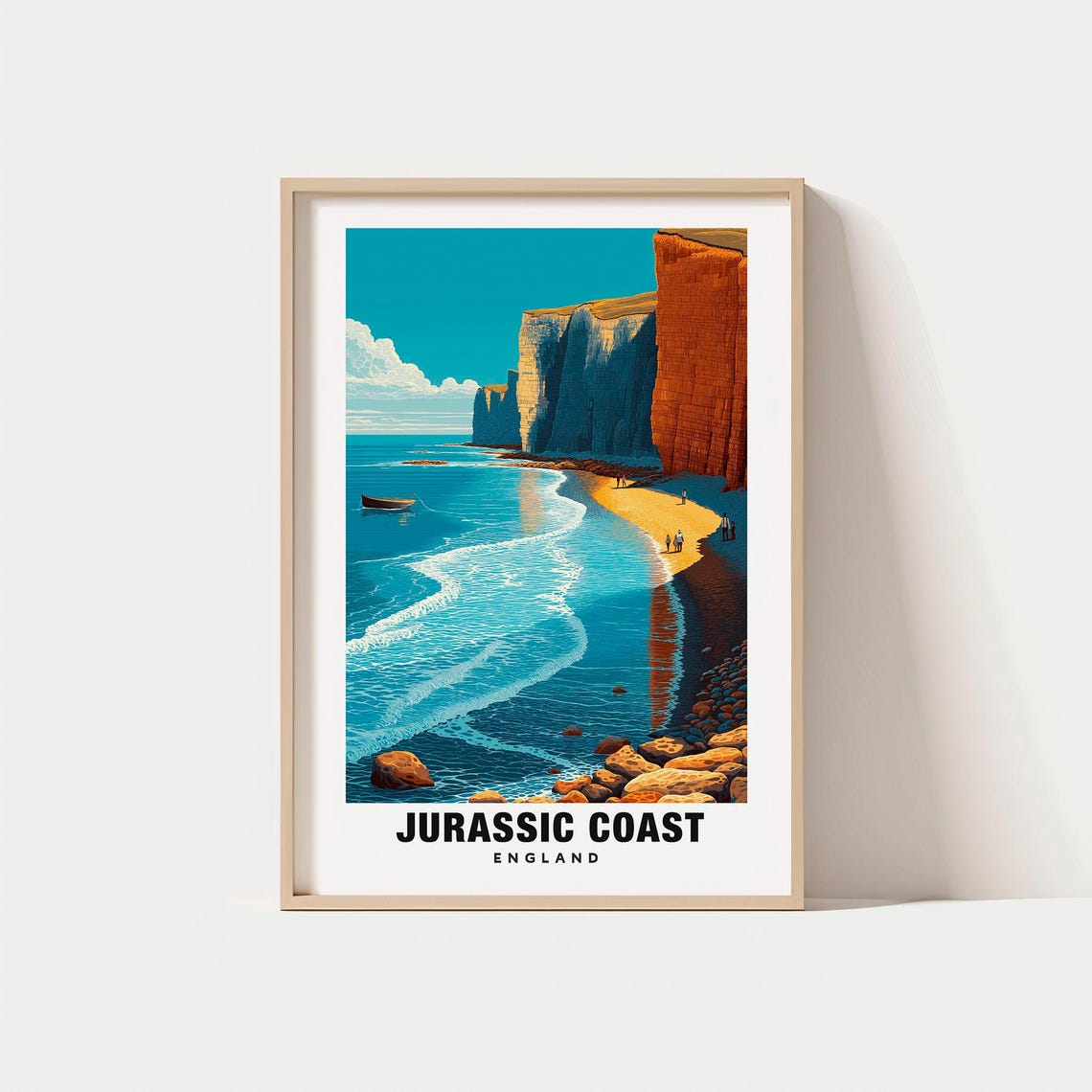 Jurassic Coast England Dramatic Cliffs Turquoise Beach Poster