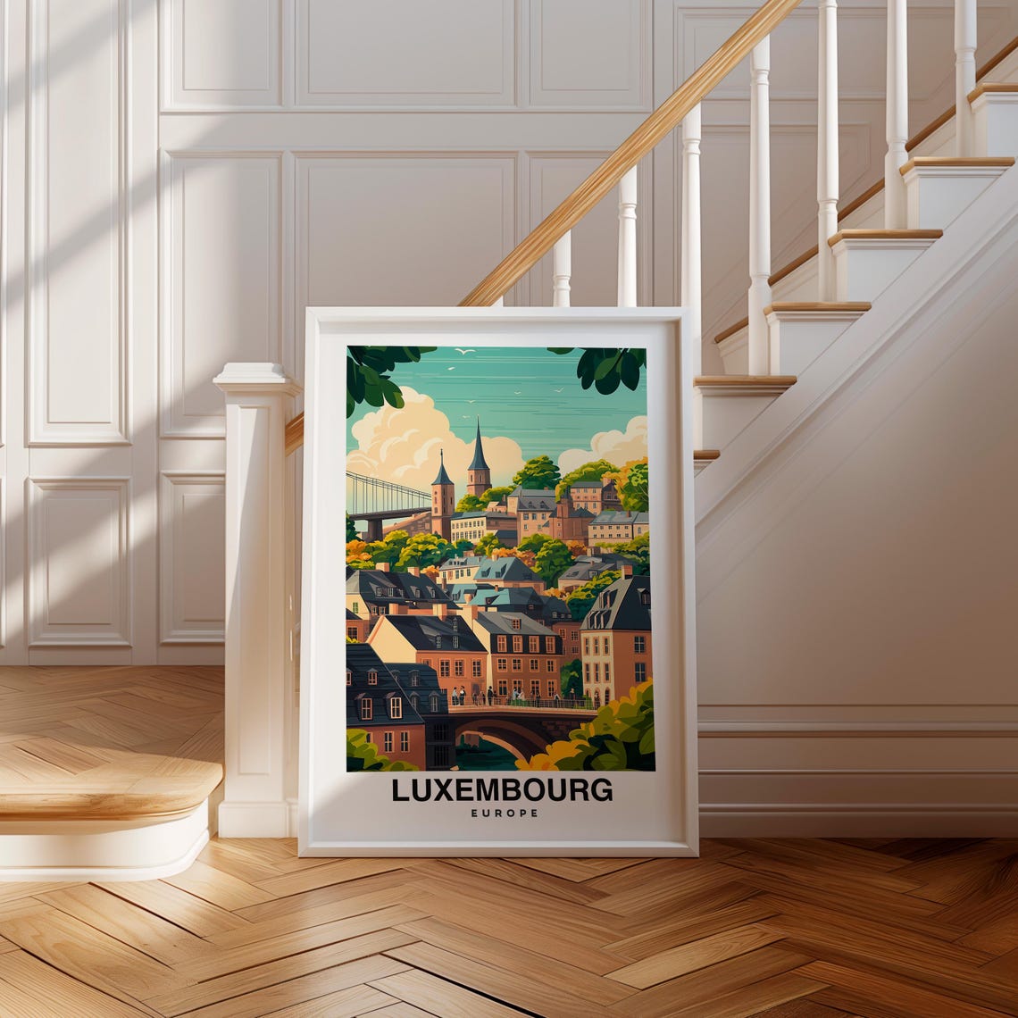 Luxembourg Print Europe Poster Travel Wall Art Cityscape Print Scenic Art Historic Decor Castle View Urban Landscape Travel Poster