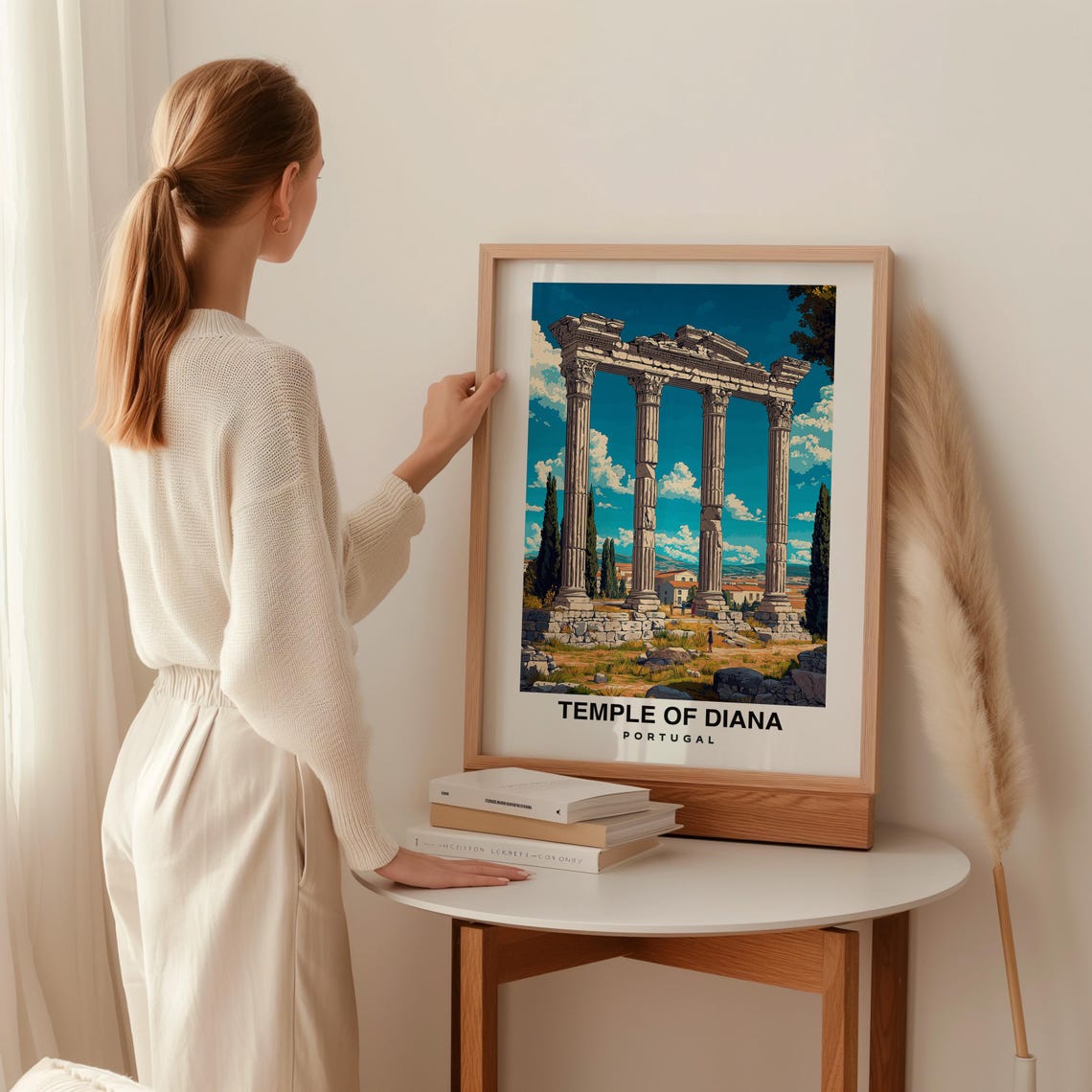 Temple Of Diana Print Portugal Poster Travel Wall Art Historic Print Scenic View Roman Ruins Ancient Landmark Vora Decor - Image 2